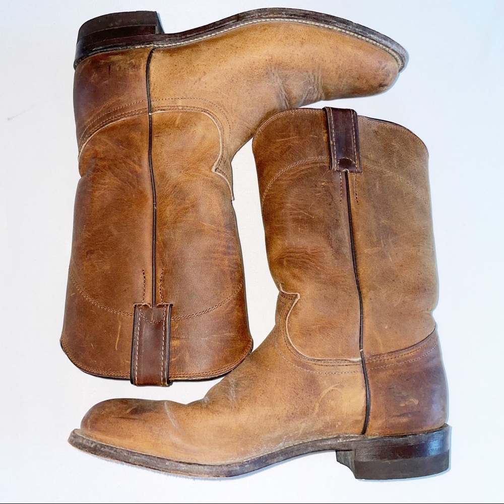 Justin Genuine Leather Brown Western Cowboy Boots